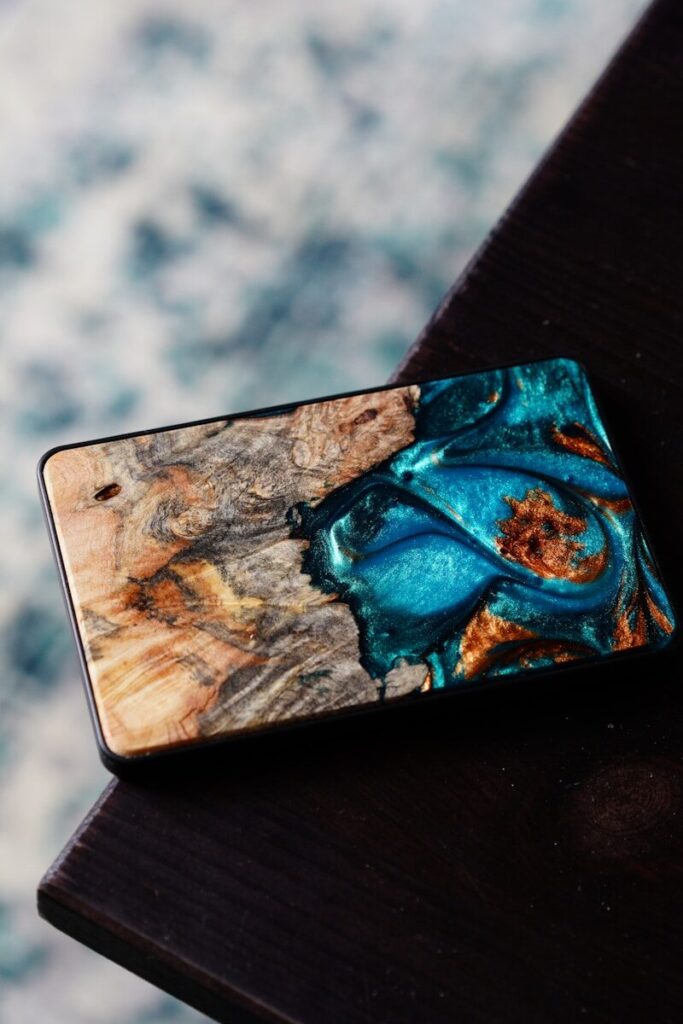 brown and blue wooden board